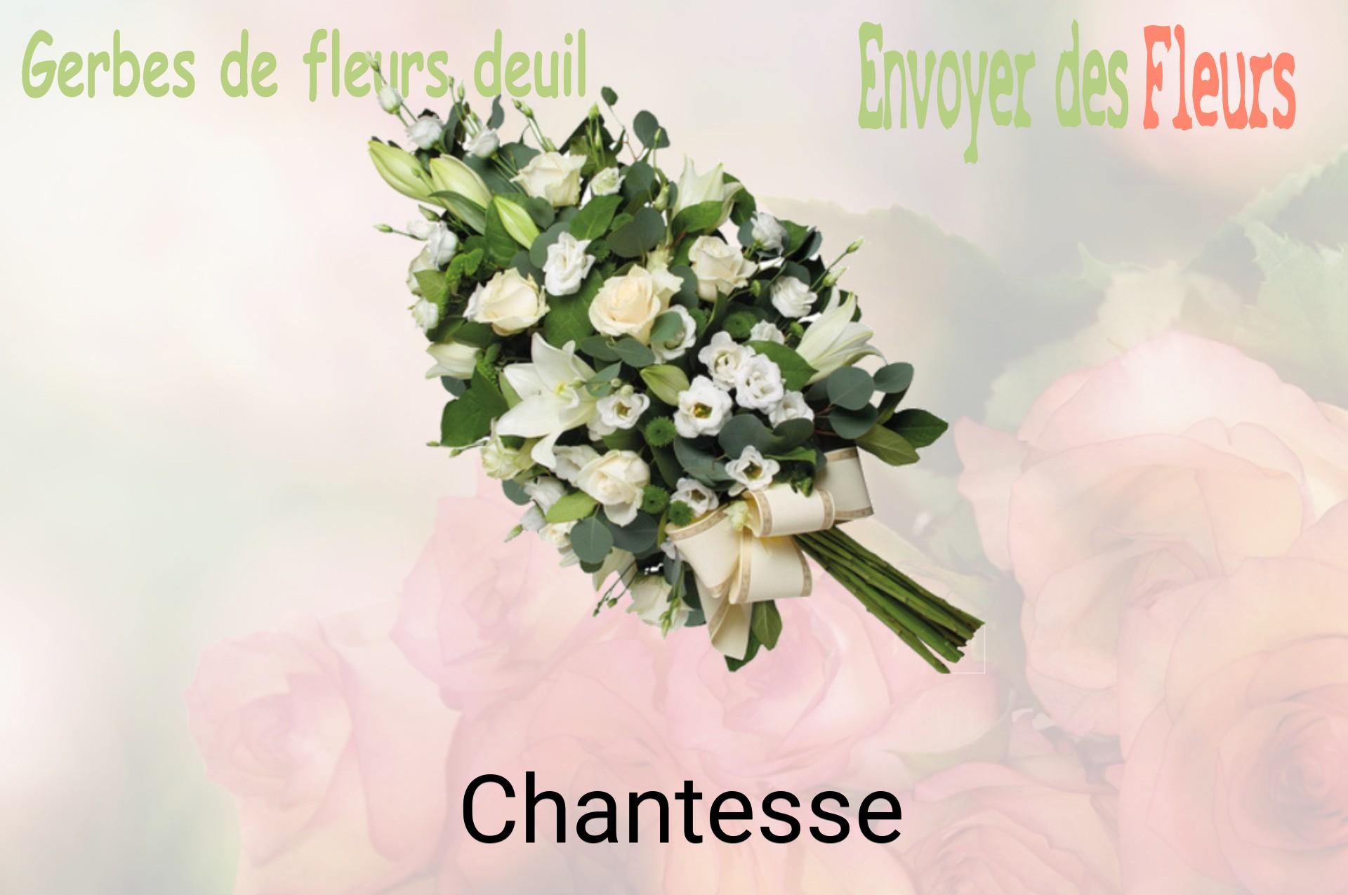 Gerbe de fleurs de deuil livrée à Chantesse